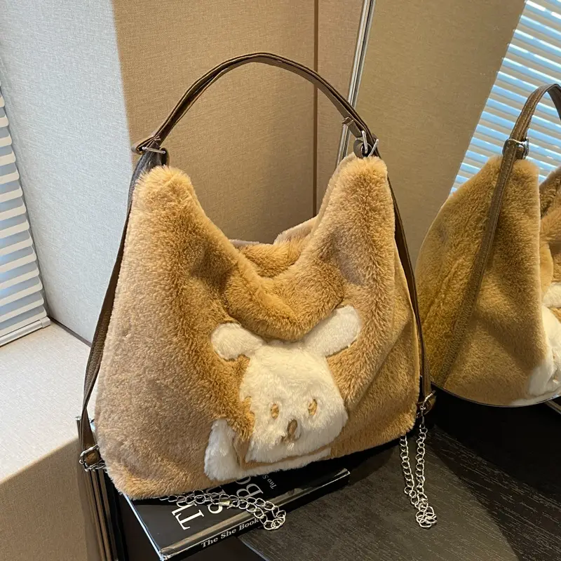 Cute Cartoon Fur Rabbit Shoulder Bag for Women - Image 6