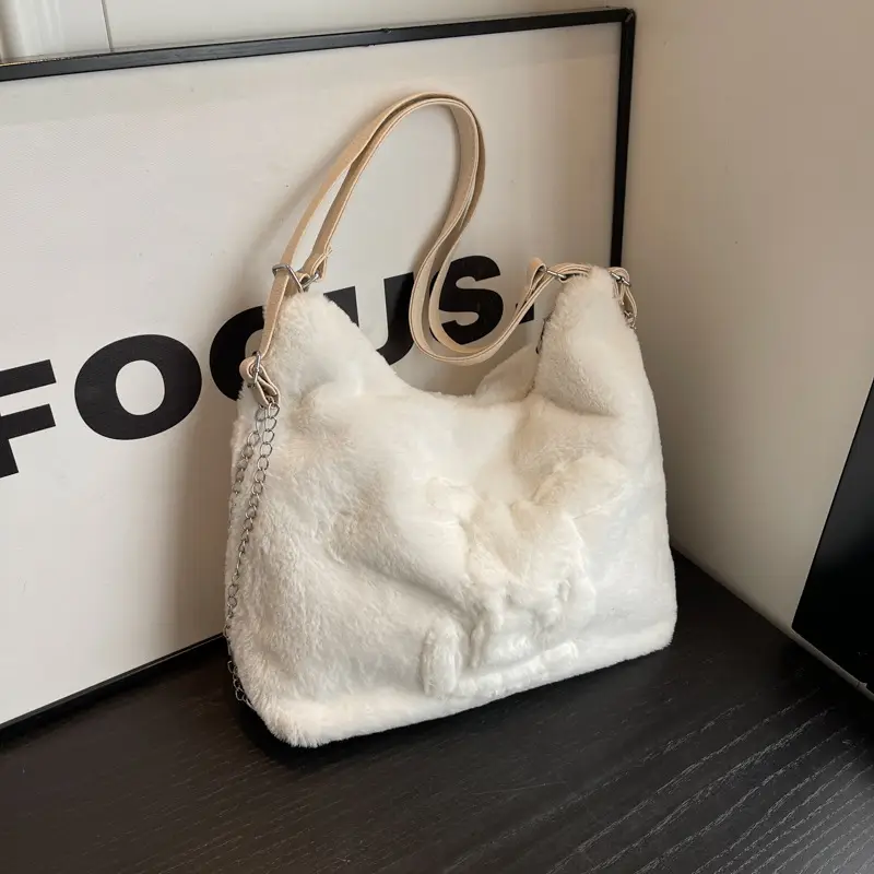 Cute Cartoon Fur Rabbit Shoulder Bag for Women - Image 7