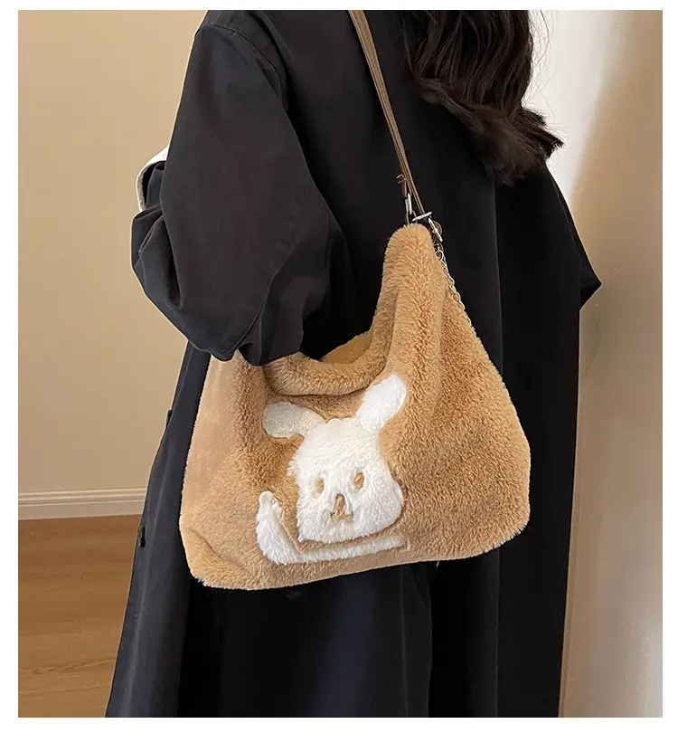 Cute Cartoon Fur Rabbit Shoulder Bag for Women — feature 1