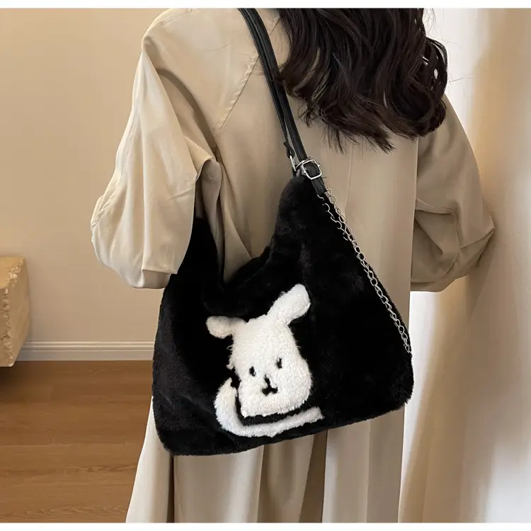 Cute Cartoon Fur Rabbit Shoulder Bag for Women — feature 14
