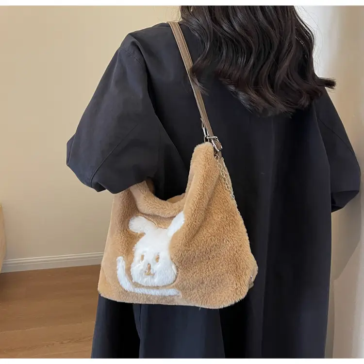 Cute Cartoon Fur Rabbit Shoulder Bag for Women — feature 17
