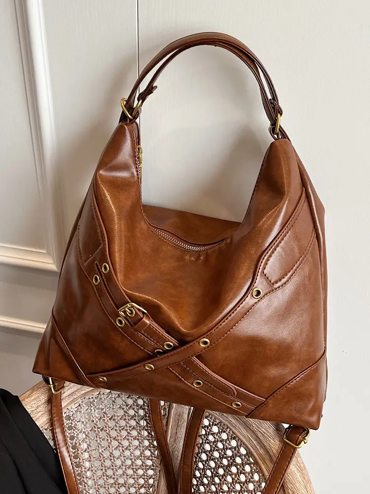 Women's Retro Brown Shoulder Backpack 2024 New Commuter Tote - Image 7