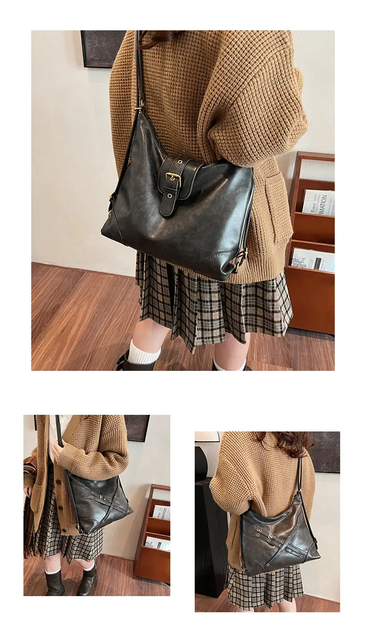 Women's Retro Brown Shoulder Backpack 2024 New Commuter Tote — feature 11