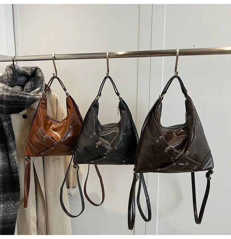 Women's Retro Brown Shoulder Backpack 2024 New Commuter Tote — feature 12