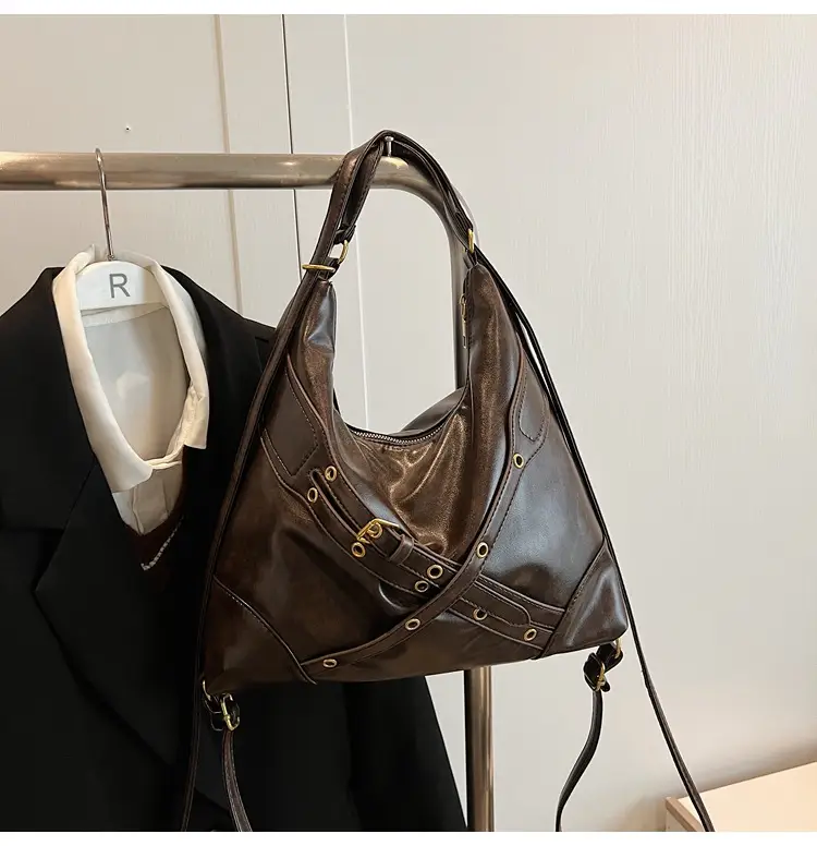 Women's Retro Brown Shoulder Backpack 2024 New Commuter Tote — feature 13