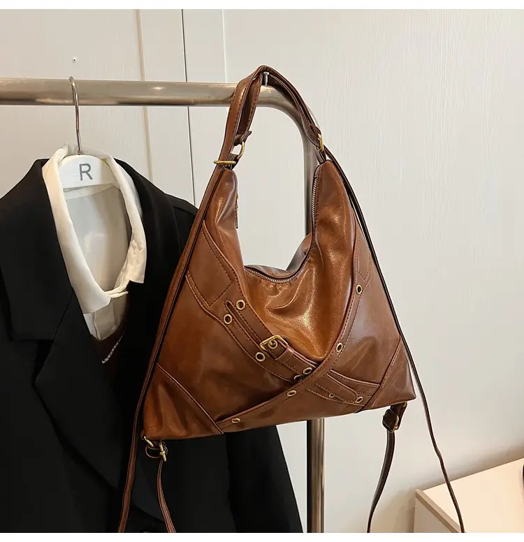 Women's Retro Brown Shoulder Backpack 2024 New Commuter Tote — feature 16