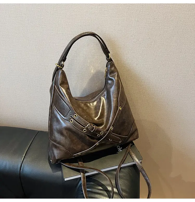 Women's Retro Brown Shoulder Backpack 2024 New Commuter Tote — feature 19