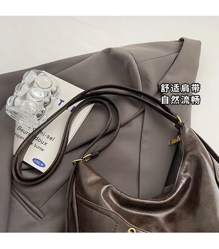Women's Retro Brown Shoulder Backpack 2024 New Commuter Tote — feature 5