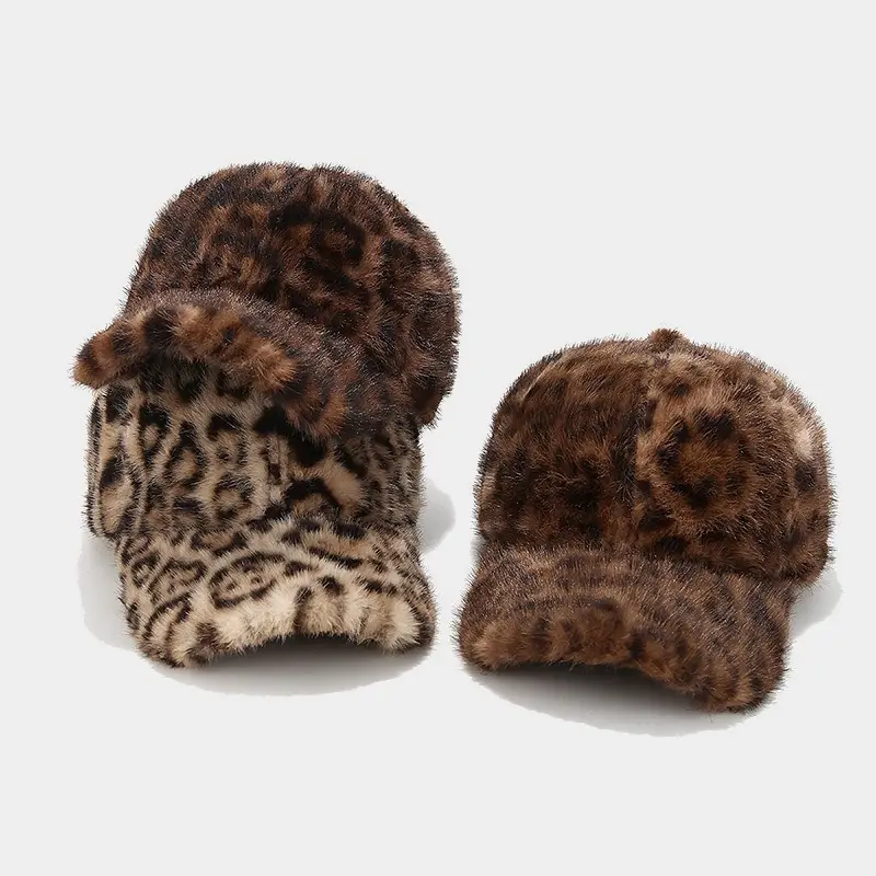 Leopard Plush Cap for Women Men Winter Warm Outdoor - Image 5