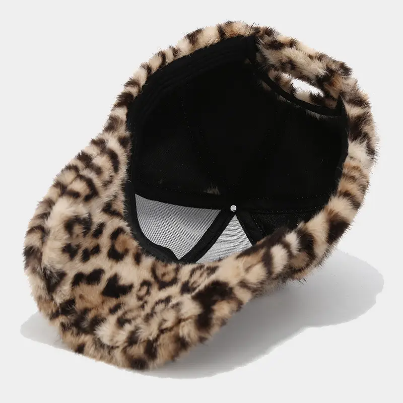 Leopard Plush Cap for Women Men Winter Warm Outdoor - Image 6