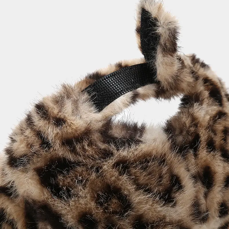 Leopard Plush Cap for Women Men Winter Warm Outdoor — feature 9