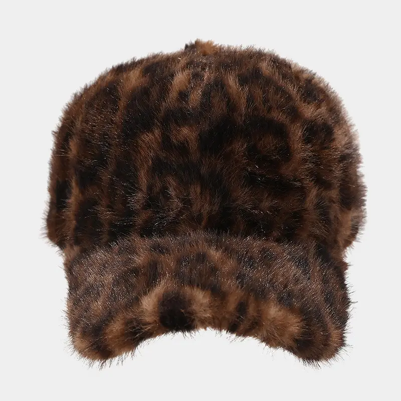 Leopard Plush Cap for Women Men Winter Warm Outdoor - Image 2