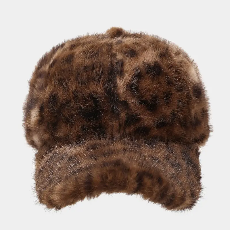 Leopard Plush Cap for Women Men Winter Warm Outdoor - Image 3