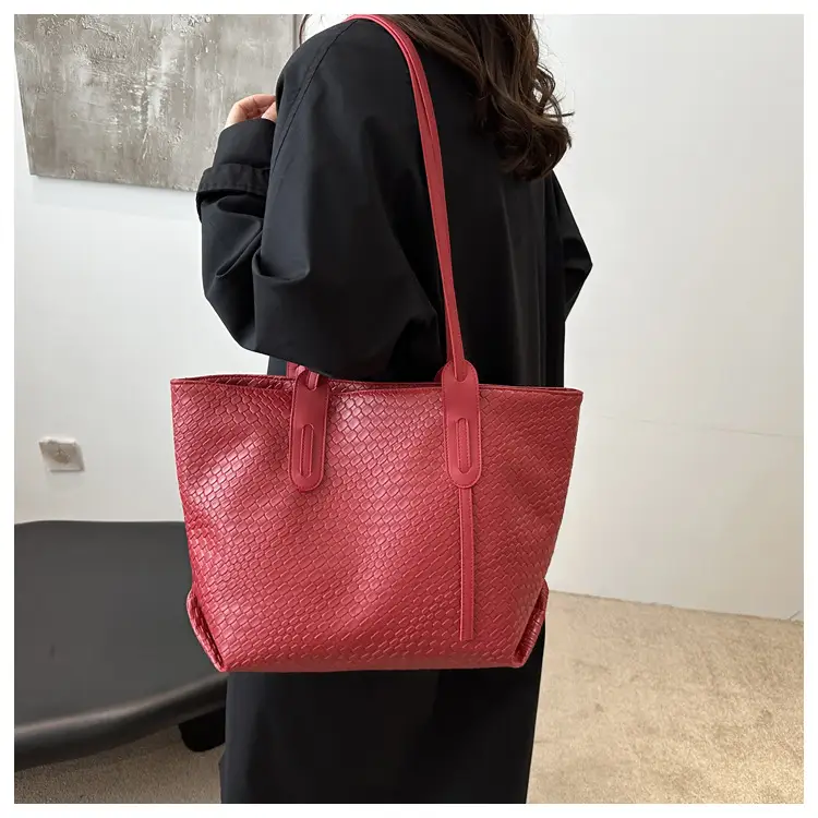Women's Large Capacity Tote Bag with Woven Pattern — feature 19