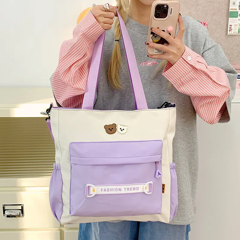 Women's Harajuku Style Shoulder Bag with Front Pocket & Adjustable Strap - Image 7
