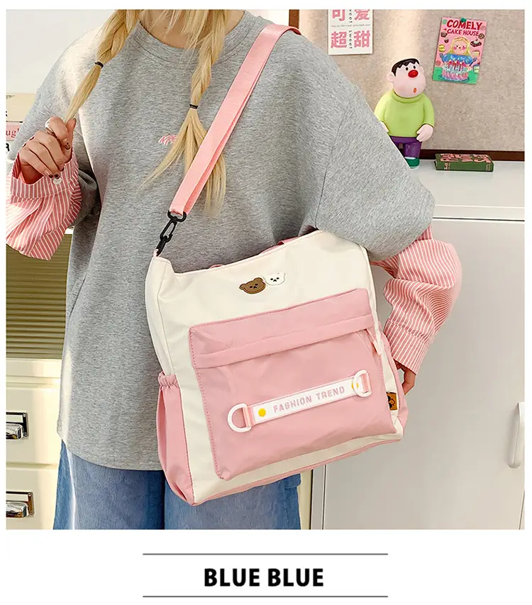 Women's Harajuku Style Shoulder Bag with Front Pocket & Adjustable Strap — feature 10