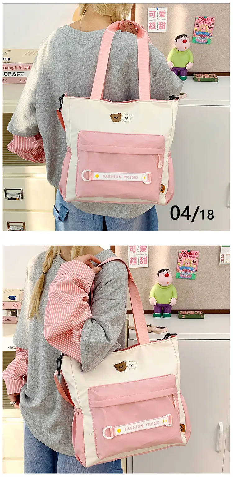 Women's Harajuku Style Shoulder Bag with Front Pocket & Adjustable Strap — feature 11