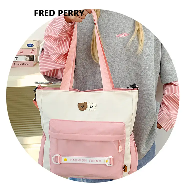 Women's Harajuku Style Shoulder Bag with Front Pocket & Adjustable Strap — feature 12