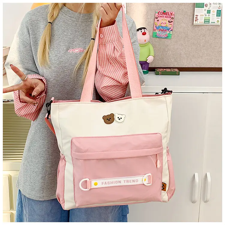 Women's Harajuku Style Shoulder Bag with Front Pocket & Adjustable Strap — feature 13