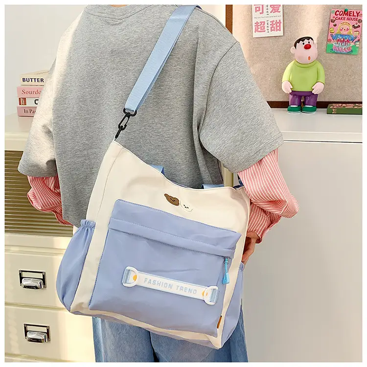 Women's Harajuku Style Shoulder Bag with Front Pocket & Adjustable Strap — feature 14