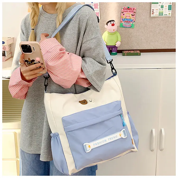 Women's Harajuku Style Shoulder Bag with Front Pocket & Adjustable Strap — feature 15