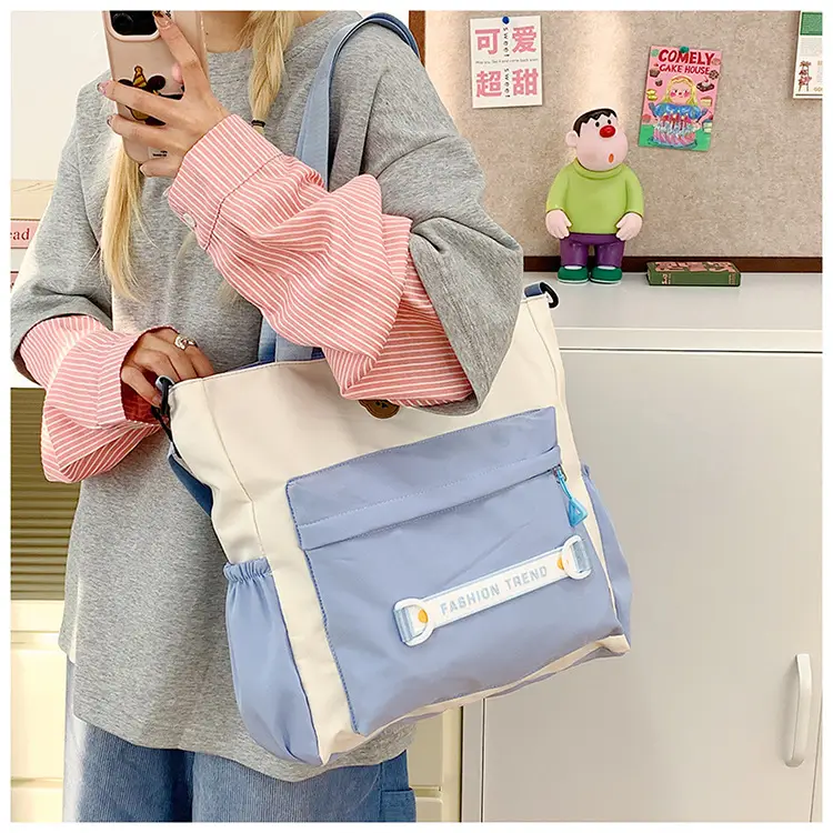 Women's Harajuku Style Shoulder Bag with Front Pocket & Adjustable Strap — feature 17