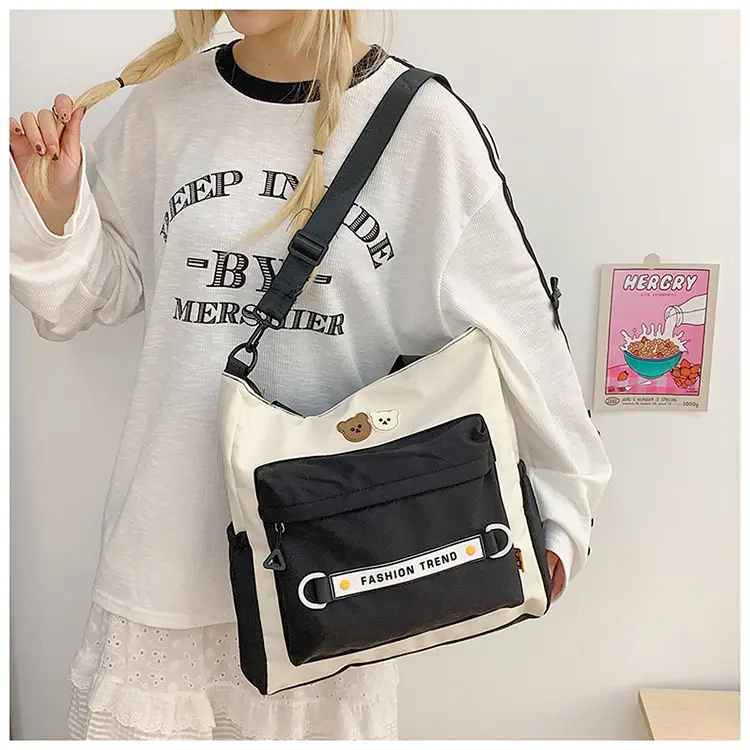 Women's Harajuku Style Shoulder Bag with Front Pocket & Adjustable Strap — feature 19