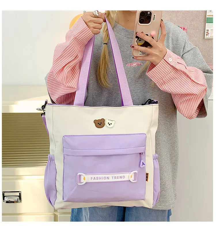 Women's Harajuku Style Shoulder Bag with Front Pocket & Adjustable Strap — feature 2