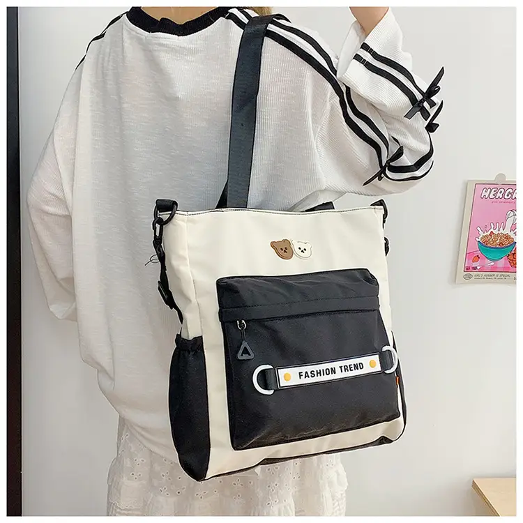 Women's Harajuku Style Shoulder Bag with Front Pocket & Adjustable Strap — feature 20