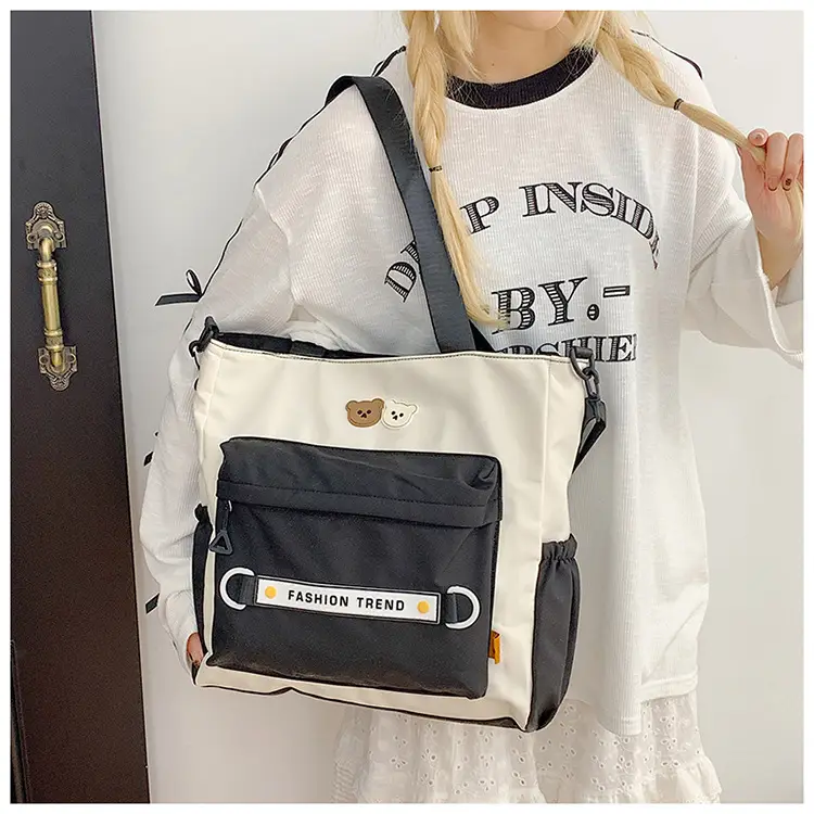Women's Harajuku Style Shoulder Bag with Front Pocket & Adjustable Strap — feature 21