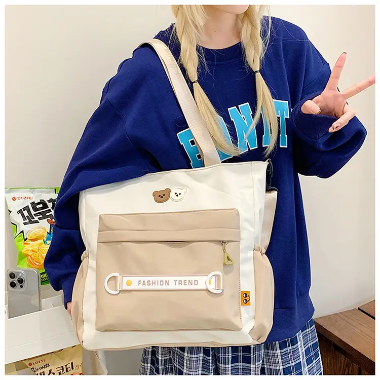 Women's Harajuku Style Shoulder Bag with Front Pocket & Adjustable Strap — feature 24