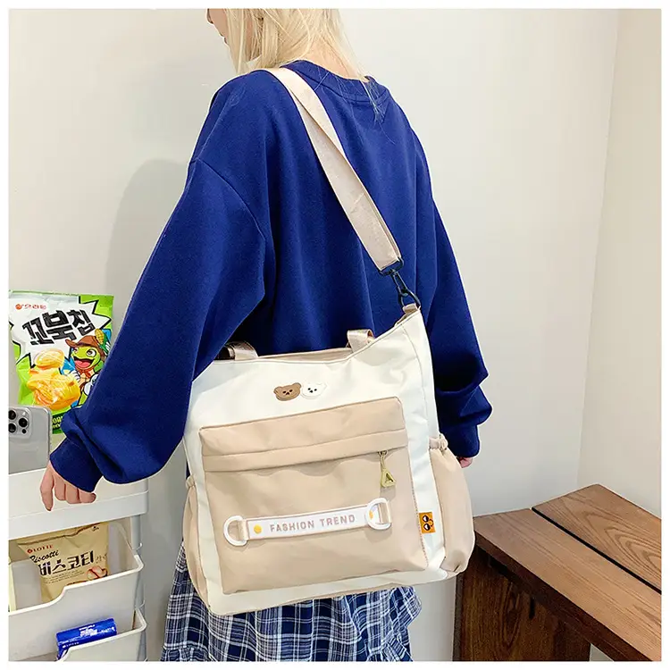 Women's Harajuku Style Shoulder Bag with Front Pocket & Adjustable Strap — feature 28