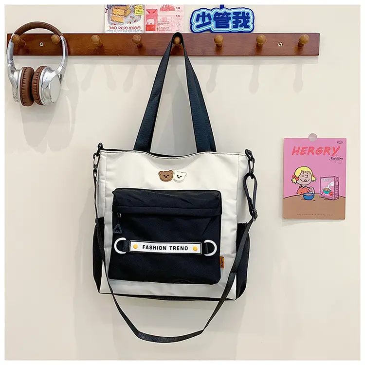 Women's Harajuku Style Shoulder Bag with Front Pocket & Adjustable Strap — feature 30