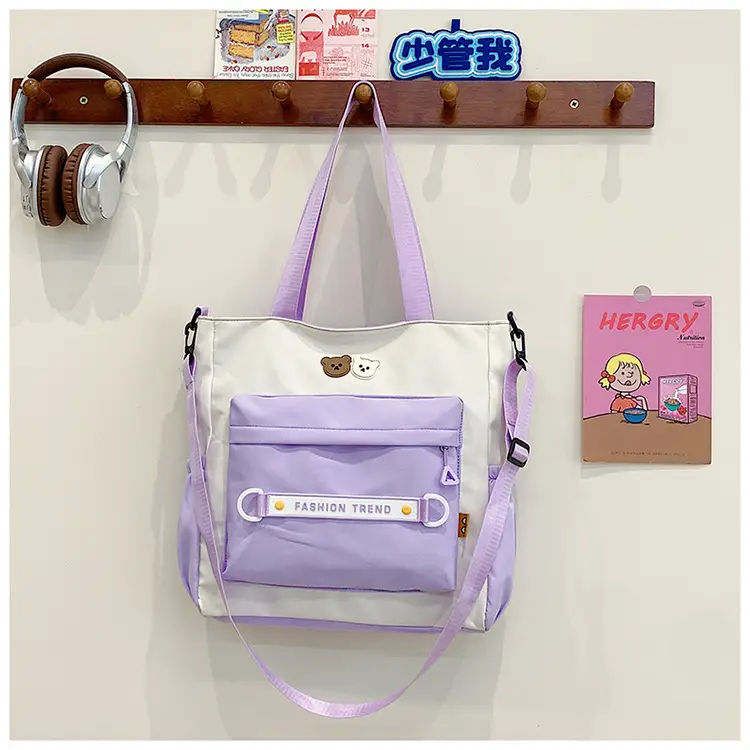 Women's Harajuku Style Shoulder Bag with Front Pocket & Adjustable Strap — feature 33