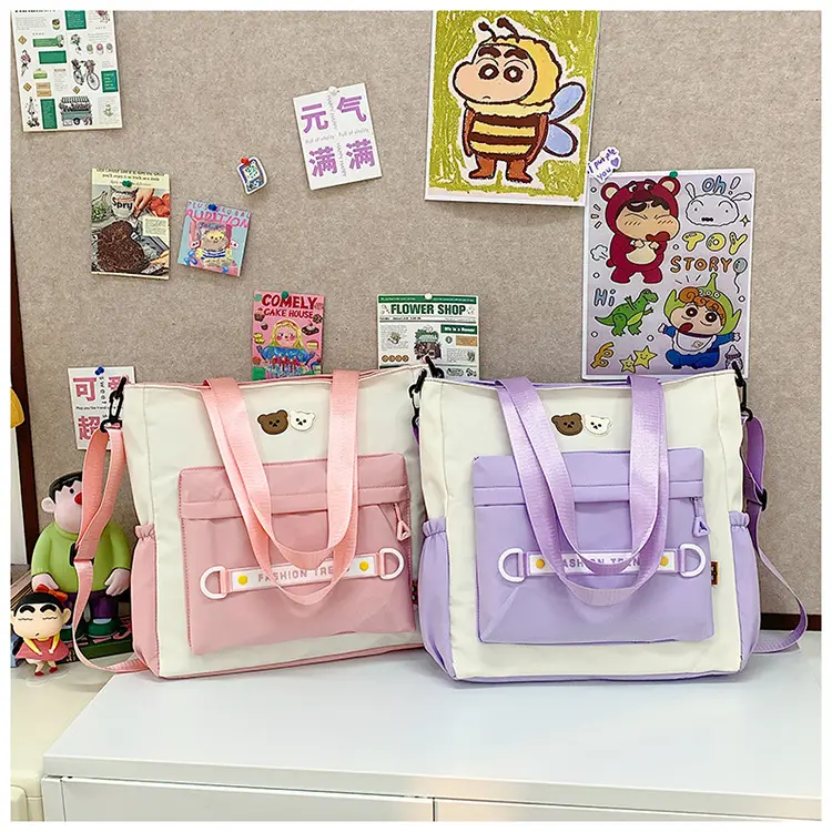 Women's Harajuku Style Shoulder Bag with Front Pocket & Adjustable Strap — feature 38