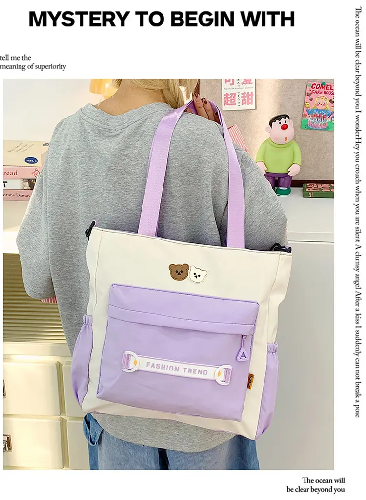 Women's Harajuku Style Shoulder Bag with Front Pocket & Adjustable Strap — feature 4