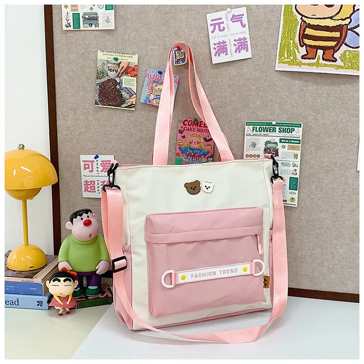 Women's Harajuku Style Shoulder Bag with Front Pocket & Adjustable Strap — feature 41