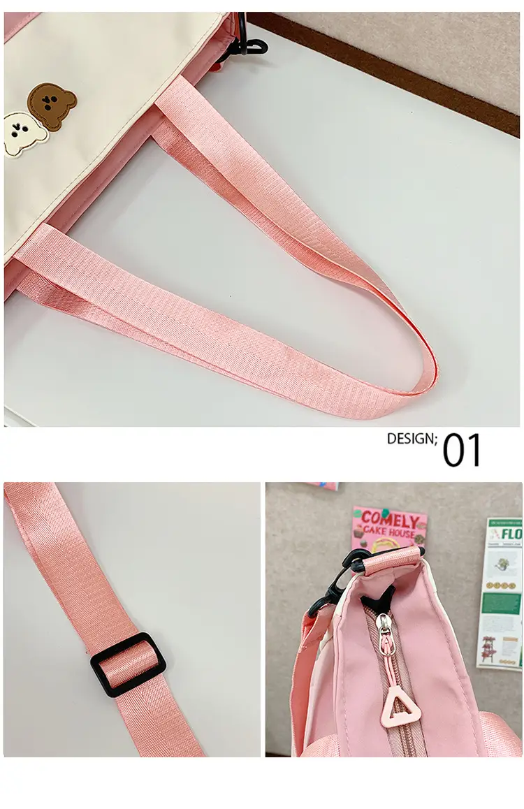 Women's Harajuku Style Shoulder Bag with Front Pocket & Adjustable Strap — feature 46