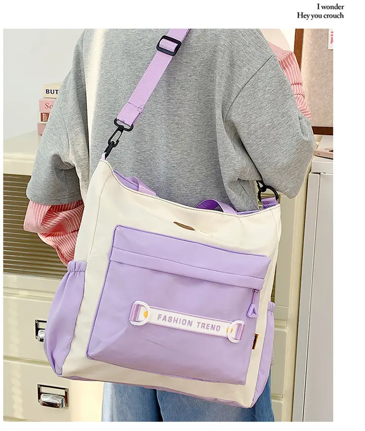 Women's Harajuku Style Shoulder Bag with Front Pocket & Adjustable Strap — feature 5