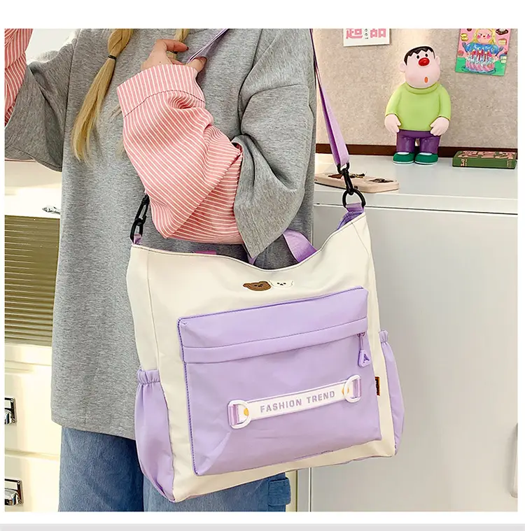 Women's Harajuku Style Shoulder Bag with Front Pocket & Adjustable Strap — feature 6