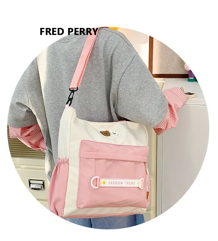 Women's Harajuku Style Shoulder Bag with Front Pocket & Adjustable Strap — feature 9