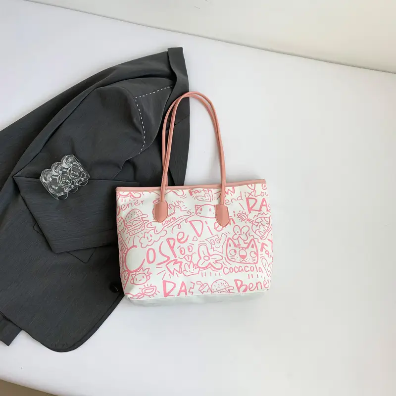 Women's Casual Shoulder Bag Large Capacity with Cute Pom Pom - Image 6