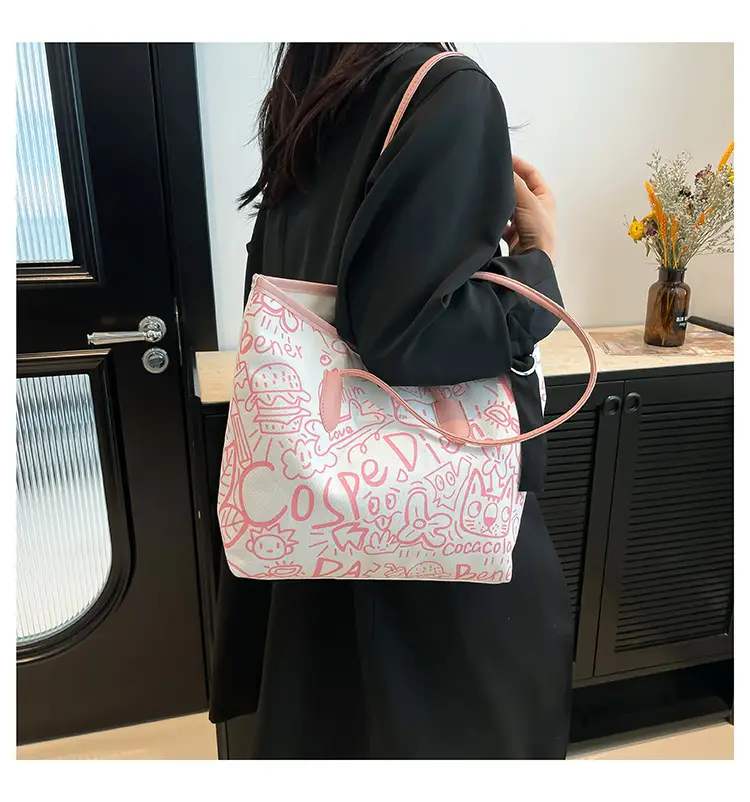 Women's Casual Shoulder Bag Large Capacity with Cute Pom Pom — feature 21