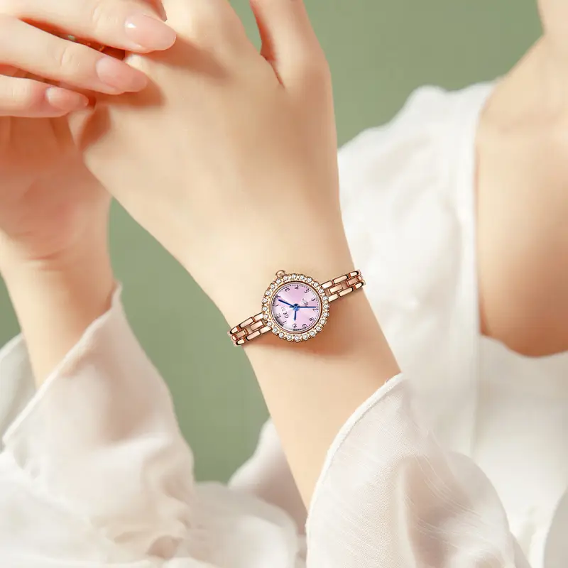 Gold Diamond Watch for Women Waterproof Quartz Bracelet