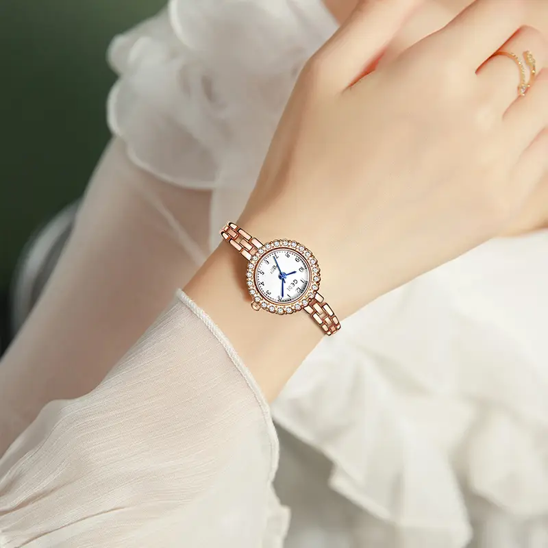 Gold Diamond Watch for Women Waterproof Quartz Bracelet