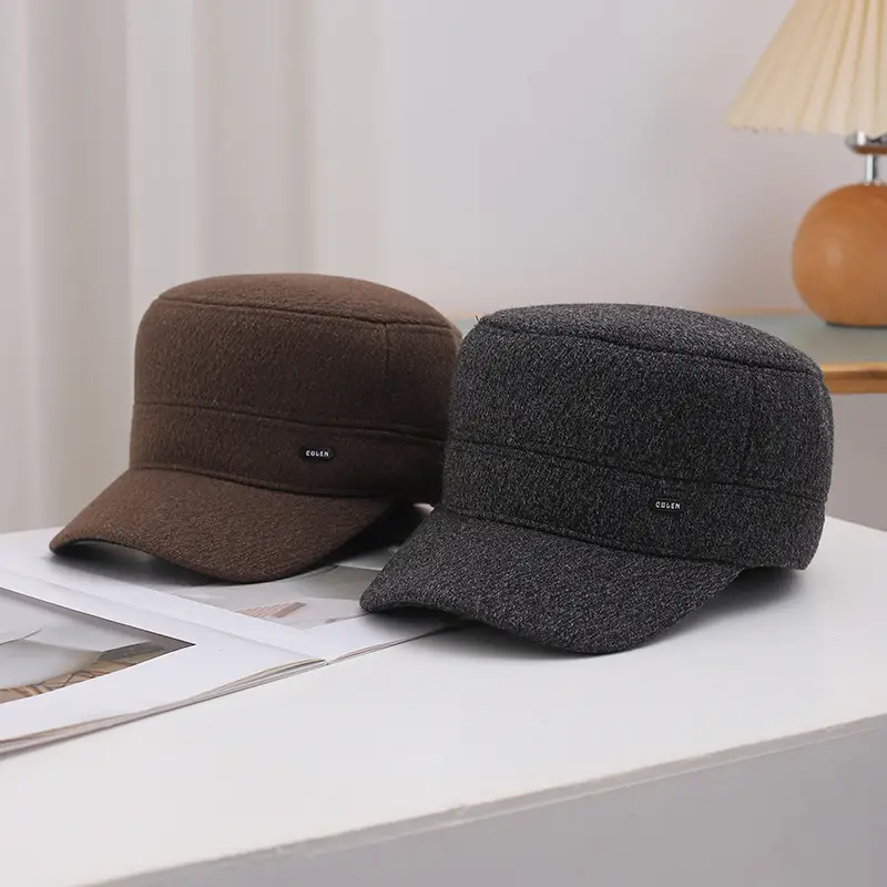 Men Fleece Winter Hat Black Brown Ear Protection - Image 4