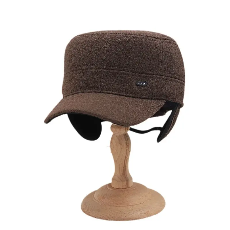 Men Fleece Winter Hat Black Brown Ear Protection - Image 6