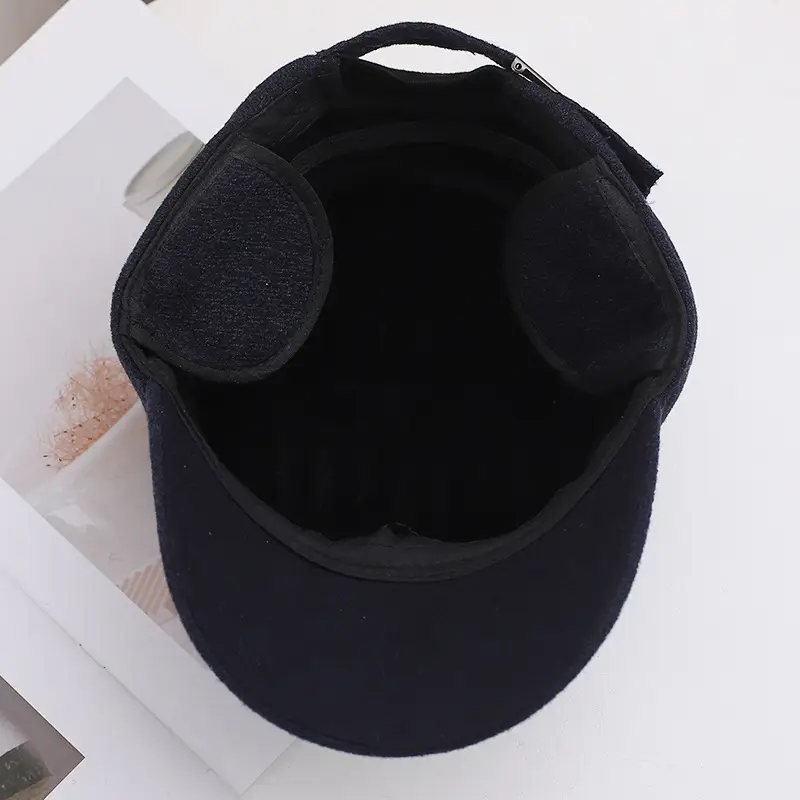 Men Fleece Winter Hat Black Brown Ear Protection — feature 4