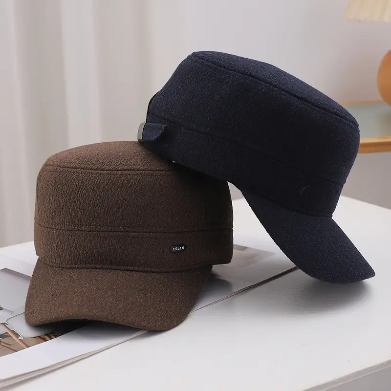 Men Fleece Winter Hat Black Brown Ear Protection — feature 7