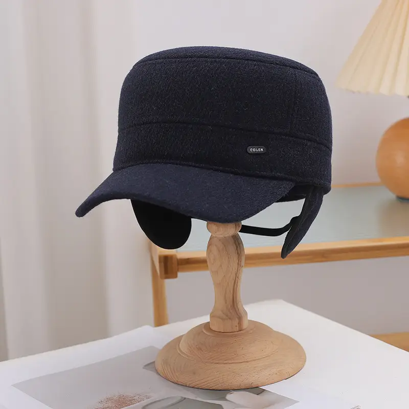 Men Fleece Winter Hat Black Brown Ear Protection — feature 13